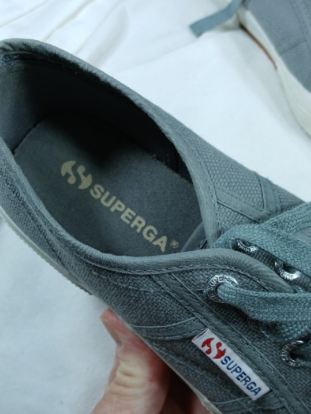 Superga womens Gray Canvas Low-Top Lace-Up Sneakers - Picture 4 of 10